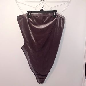 Forever 21 purple velour/velvet strapless bodysuit